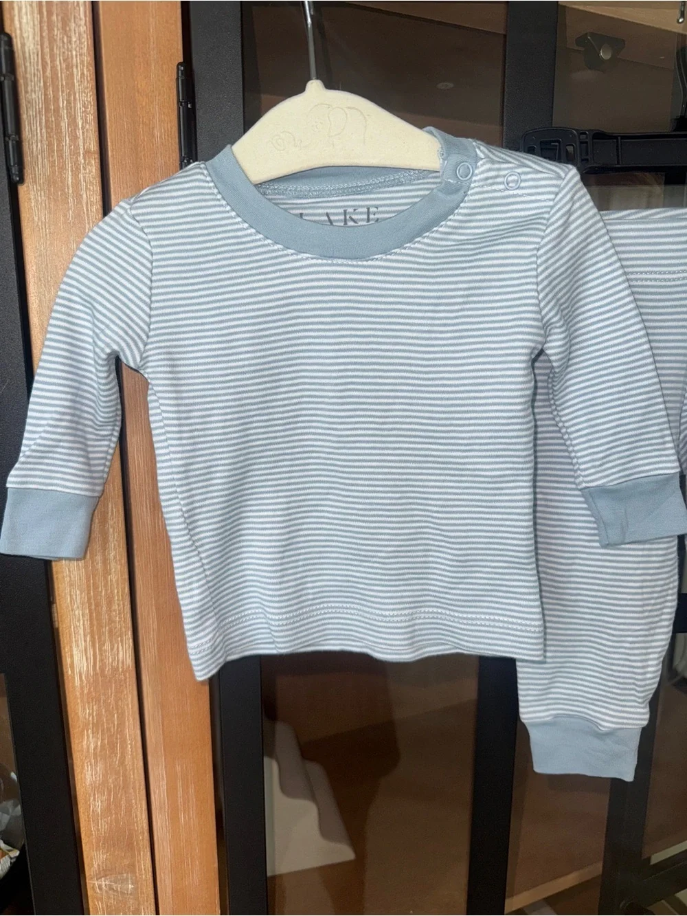 LAKE Pajamas set pima long sleeve tee pants cotton baby boy slate dusty blue
